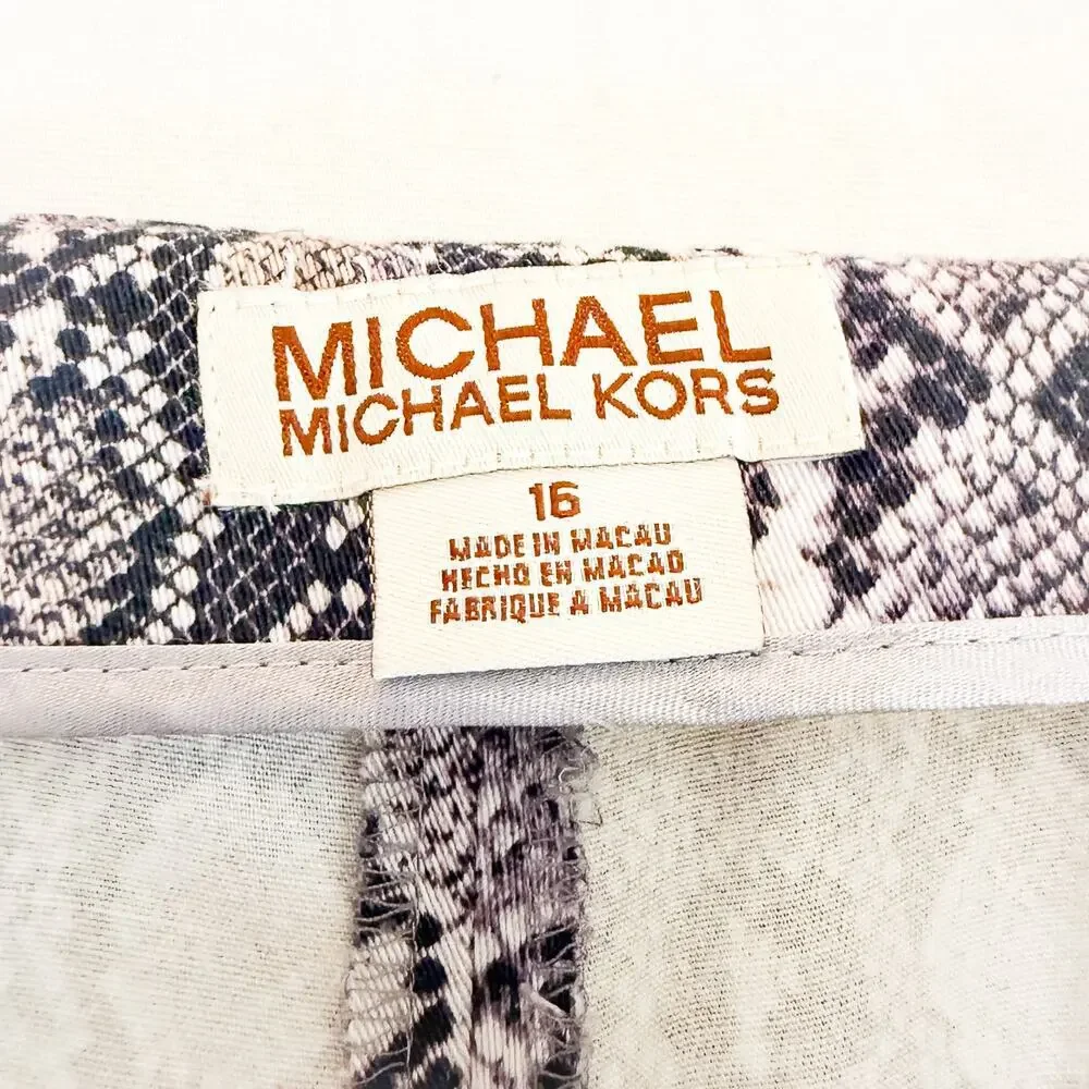 Michael Kors Snakeprint Patterned Straight Leg Pants Size 16
